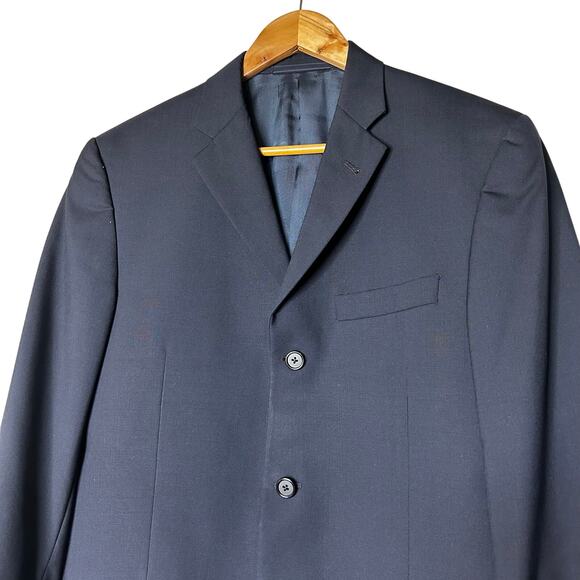 Burberry London Suit Coat Blazer Navy Size 38R 100% Worsted Wool Union Made USA - Picture 3 of 8